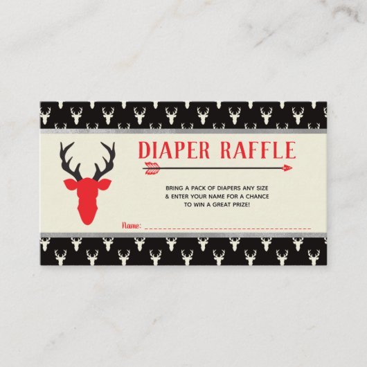 おむつラッフル、ウッドランド鹿、バッファロープレイド エンクロージャーカード (正面)