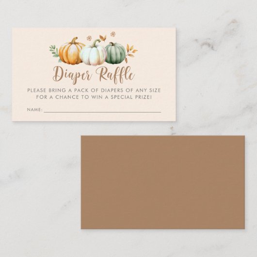 おむつラッフル | カボチャ秋葉ベビーシャワー エンクロージャーカード (正面/裏面)