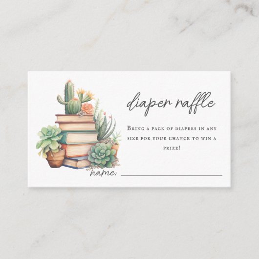 おむつラッフル | サボテンの本をテーマにした赤ちゃんシャワー エンクロージャーカード (正面)
