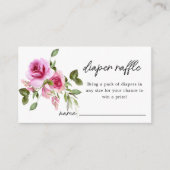 おむつラッフル |ピンクローズフローラベビーシャワー エンクロージャーカード (正面)