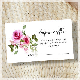 おむつラッフル |ピンクローズフローラベビーシャワー エンクロージャーカード