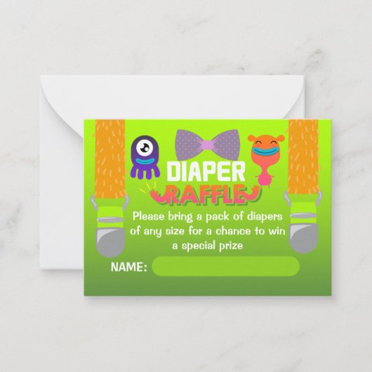 おむつラッフル – 怪物を作り上げた ノートカード (正面)