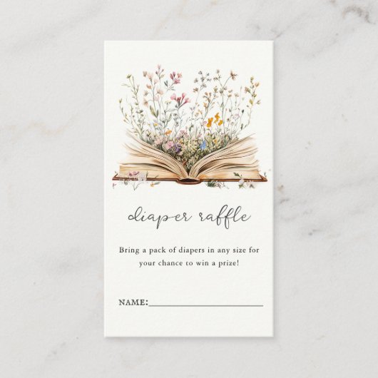 おむつラッフル |本をテーマにした赤ちゃんシャワー エンクロージャーカード (正面)
