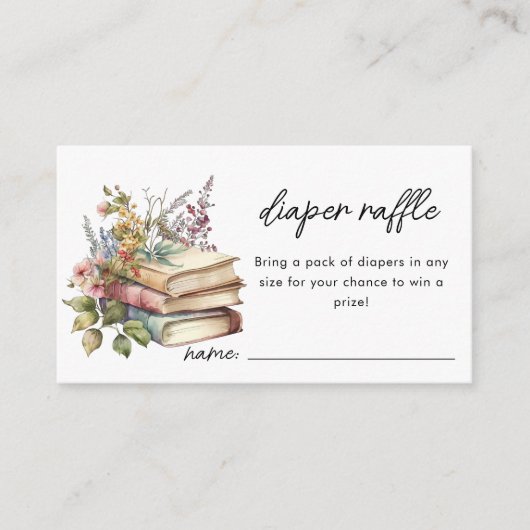 おむつラッフル |本をテーマにした赤ちゃんシャワー エンクロージャーカード (正面)
