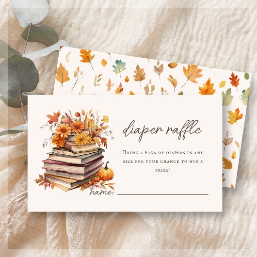 おむつラッフル | 秋ブックをテーマにした赤ちゃんシャワー エンクロージャーカード