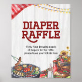 おむつラッフルBBQバックヤードベビー素朴シャワー ポスター (正面)