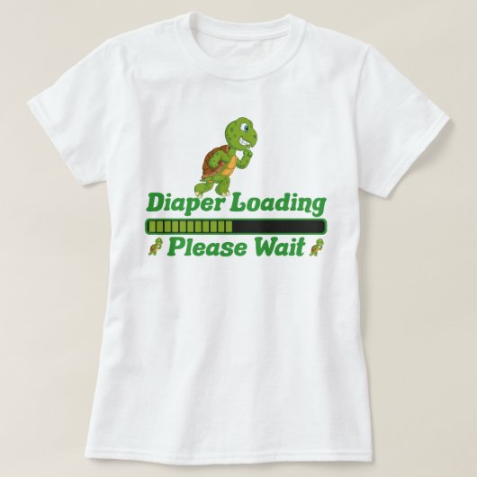 おむつローディングお待ち下さい。ベビーおもしろいの贈与 Tシャツ (デザイン正面)