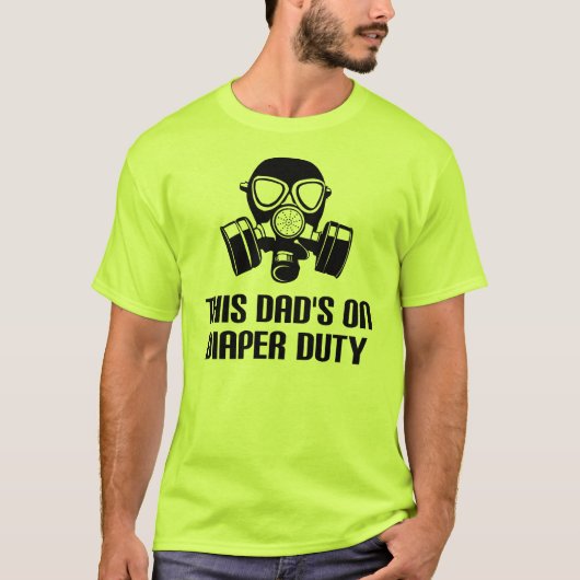 おむつ交換当番パパ 楽しいTシャツ Tシャツ (正面)