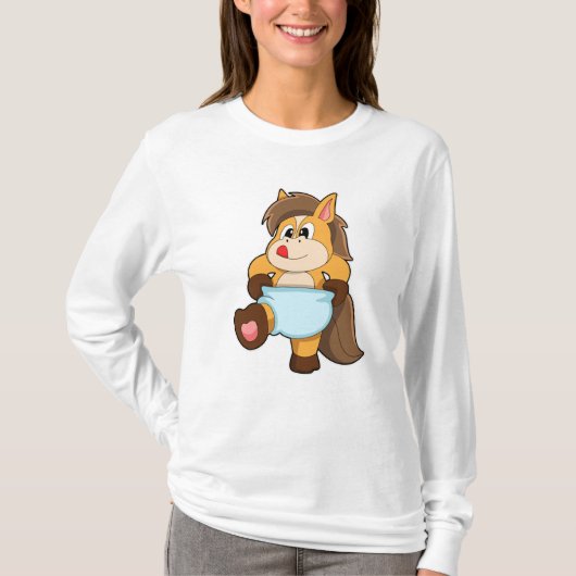おむつ付きベビーとしての馬 Tシャツ (正面)
