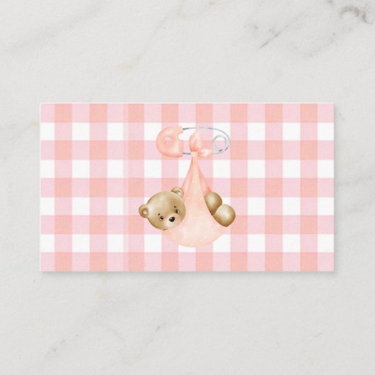 おむつ女の子の本に入ったかわいいテディベアベビー エンクロージャーカード (裏面)