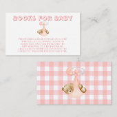 おむつ女の子の本に入ったかわいいテディベアベビー エンクロージャーカード (正面/裏面)