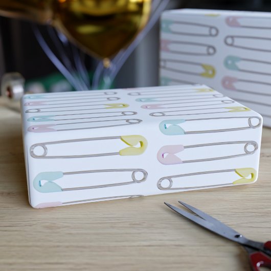 おむつ安全ピンベビーシャワー ラッピングペーパー