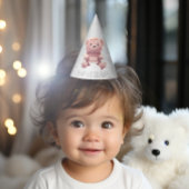 おむつ山の上にかわいいテディベア1歳の誕生日 パーティーハット