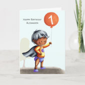 おむつ年齢における最初の誕生日ベビー パーソナライズされた カード (正面)