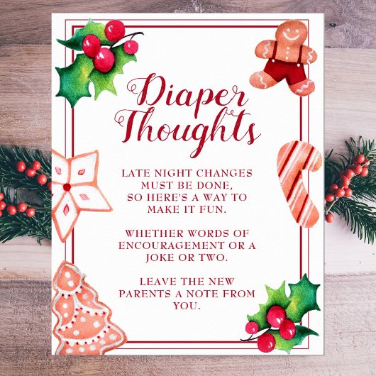 おむつ思考クリスマスベビーシャワーサイン ポスター