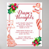 おむつ思考クリスマスベビーシャワーパーティーサイン ポスター (正面)