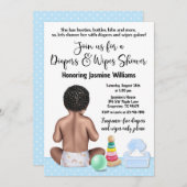 おむつ拭き及び拭き取りベビーシャワー招待状 招待状 (正面/裏面)