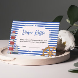 おむつ航海のラッフルブルーボーイベビーシャワーカード エンクロージャーカード