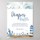 おむつ航海のラッフル赤ちゃんシャワーサイン ポスター (正面)