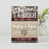 おむつ&ビールバッファロープレイドベビーカップルシャワー 招待状 (スタンド正面)