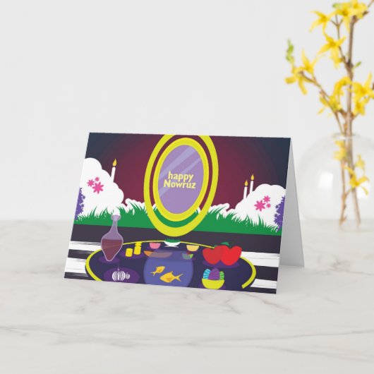 おめでたいノウルーズ　ペルシャの新年グリーティングカード カード (黄色い花)