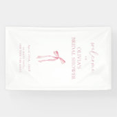 おめでたいピンクのリボン ウェディングシャワーのお客様歓迎 横断幕 (横)