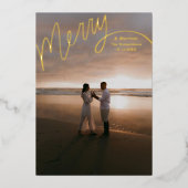 おめでたい手書き文字の結婚写真 箔シーズンカード (正面)