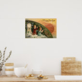 おめでたい新年の子ども吹のトランペット ポスター (キッチン)