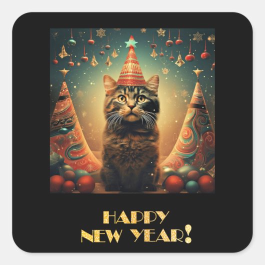 おめでたい新年 スクエアシール (正面)