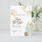 おめでたい日をお知らせ ゴールドリーフのアナウンスカード 招待状 (スタンド正面)