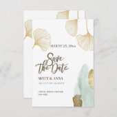 おめでたい日をお知らせ ゴールドリーフのアナウンスカード 招待状 (正面/裏面)