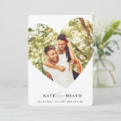 おめでたい日をセーブ 現代的な写真 おしゃれなハートのフレーム 招待状 (スタンド正面)