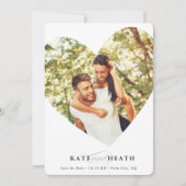 おめでたい日をセーブ 現代的な写真 おしゃれなハートのフレーム 招待状 (正面)