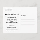 おめでたい日を楽しく知らせる 現代風コミックブックのウェディングデザイン 案内ポストカード (裏面)