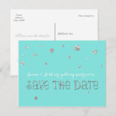 おめでたい日を記念しよう シルバーコンフェッティ ウェディングエンゲージメント 案内ポストカード (正面/裏面)