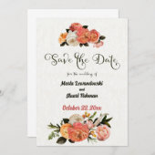 おめでたい日を記念する ミモザの花のカスタムカード セーブザデート (正面/裏面)