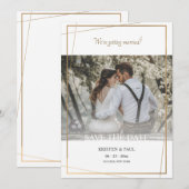 おめでたい日 ゴールドフレーム フォト アナウンスメント セーブザデート (正面/裏面)