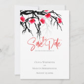 おめでたい日 日本の花の枝の花 招待状 (正面)