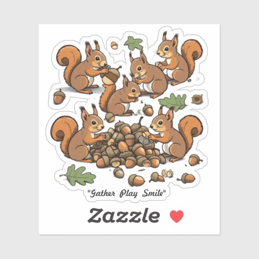 おめでたい木の実がリスを集める シール (シート)