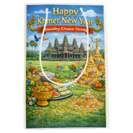 （おめでたい）カンボジアのお正月　-　ソウスディ・チュナム・トム（ズィ） ミディアムペーパーバッグ