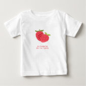 おめでとういちごデュオ | お名前入りバースデー ベビーTシャツ (正面)