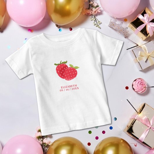 おめでとういちごデュオ | お名前入りバースデー ベビーTシャツ