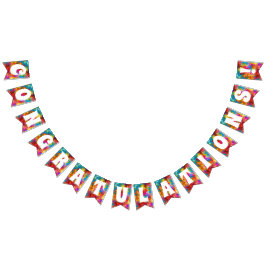 おめでとうおめでとうカラフル虹 バンティングフラッグ