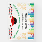 おめでとうおもしろいとカラフルパーティーバナー 横断幕 (縦)