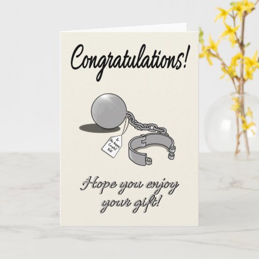 おめでとうおもしろい結婚式の日新婚カード カード (黄色い花)