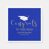 おめでとうから卒業金ゴールドグリッター スタンダードカクテルナプキン (正面)