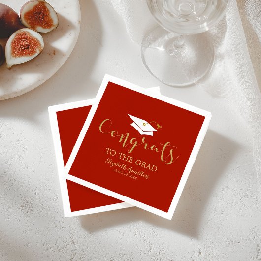 おめでとうから卒業金ゴールドグリッター スタンダードカクテルナプキン