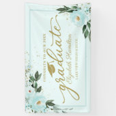 おめでとうから大学院ティール（緑がかった色）フローラのパーティー 横断幕 (縦)