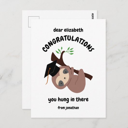 おめでとうかわいいナマズ卒業カスタムカード ポストカード (正面/裏面)