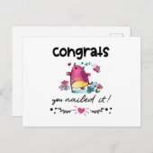 おめでとうかわいいフクロウの漫画 ポストカード (正面/裏面)